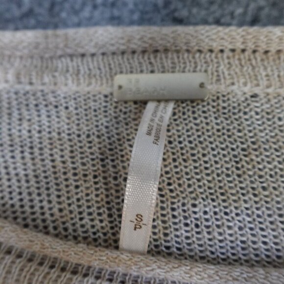 Free People Beach Women's Sweater Dress Small Beige Midi Flare 100% Linen - Picture 4 of 13